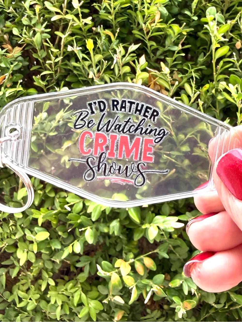 Vintage style motel key 3.5 inch keychain true crime-themed gift idea